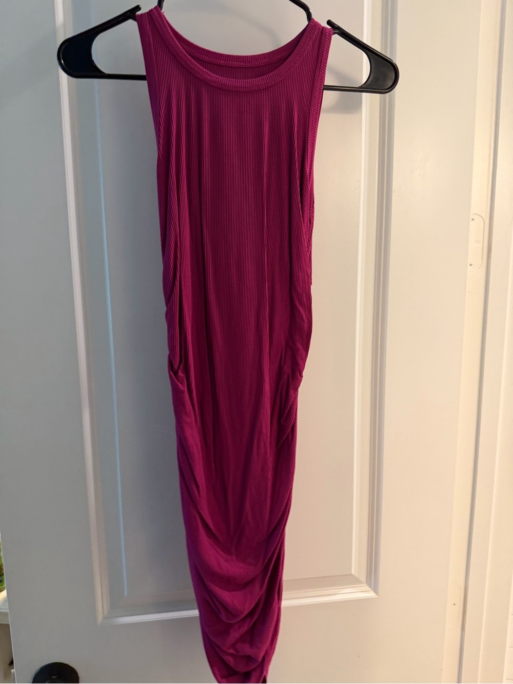 Magenta Ribbed Bodycon Dress